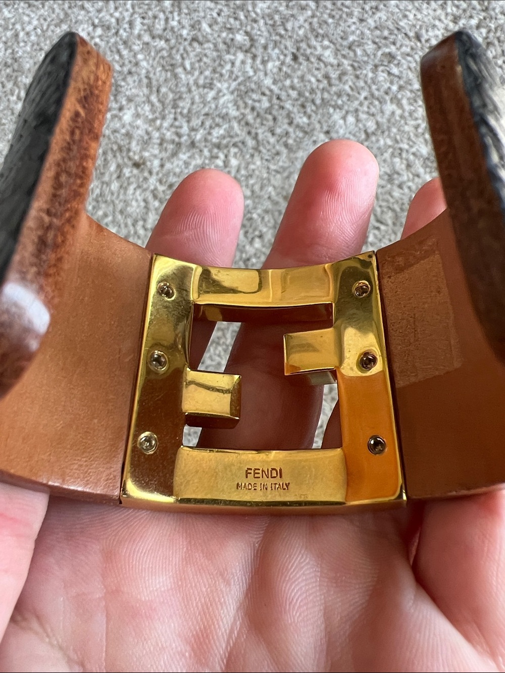 Fendi Zucca Snakeskin Leather Cuff Bracelet - Picture 6 of 11